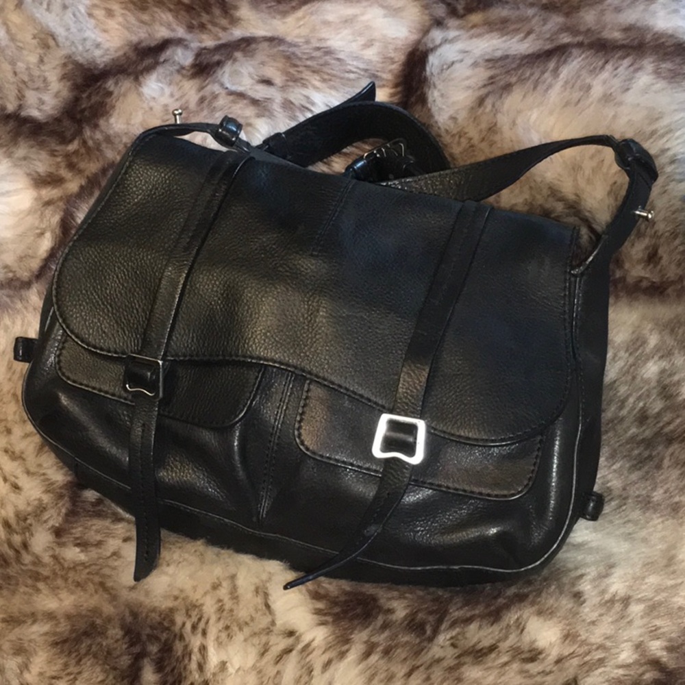 EUC Vintage Radley Black Leather Saddle Bag Purse